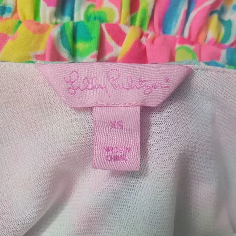 Lilly Pulitzer Fenella Ruffle Romper Sz XS Multi Come‎ Out Of Your Shell Summer